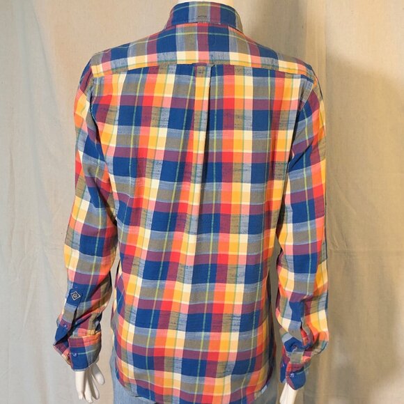 Gant Blue Orange Yellow Plaid Shirt S - Picture 6 of 8